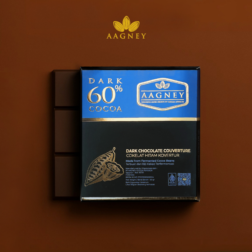 

Aagney Chocolate Couverture Dark 60% Cocoa 50gr | Cokelat Bali
