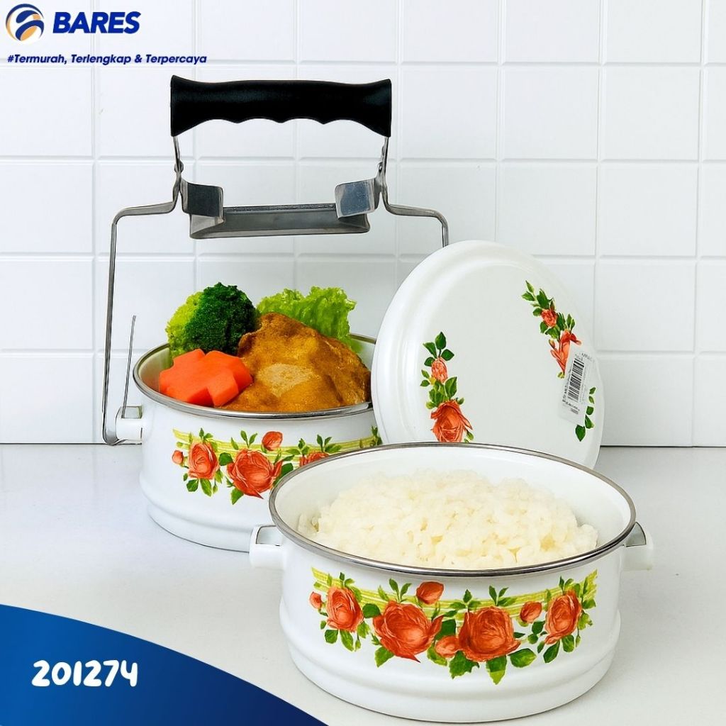 Rantang Enamel Ideal 14-2 Susun 2 | Rantang Susun | Rantang Makanan Susun