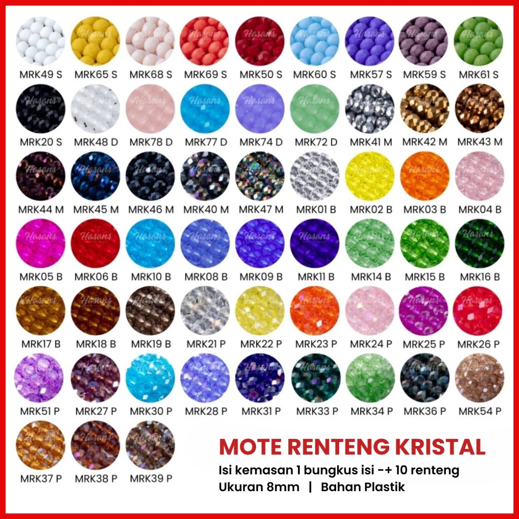 Hasans / (Part 2) Manik Kristal Ceko 8mm / Manik Bakpau / Manik Kristal Bakpau Ceko / Manik Gepeng /