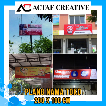 Plang Papan Nama Toko/Billboard/Sign Shop Uk. 200cmX100cm