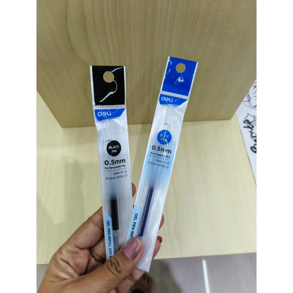 

DELI GEL PEN REFILL BULLET TIP: 0.5MM ISI ULANG PULPEN TINTA GEL