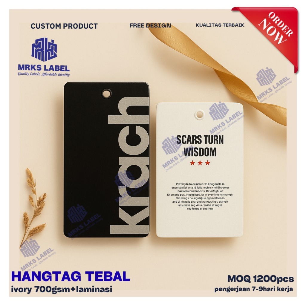 

(Free Design) Hangtag Custom Label Hang tag Label baju Hangtag 2 sisi full color Tebal premium