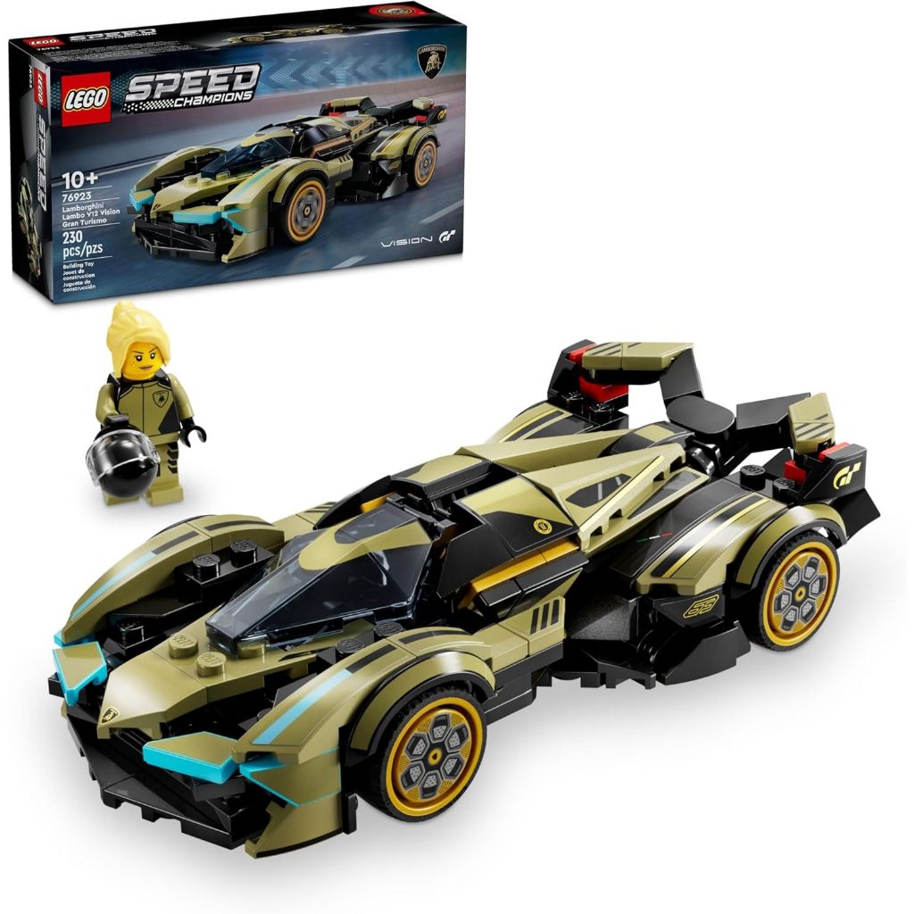 LEGO Speed Champions Lamborghini Lambo V12 Vision GT Super Car, Formula 1 Vehicle Toy, Driving Plays