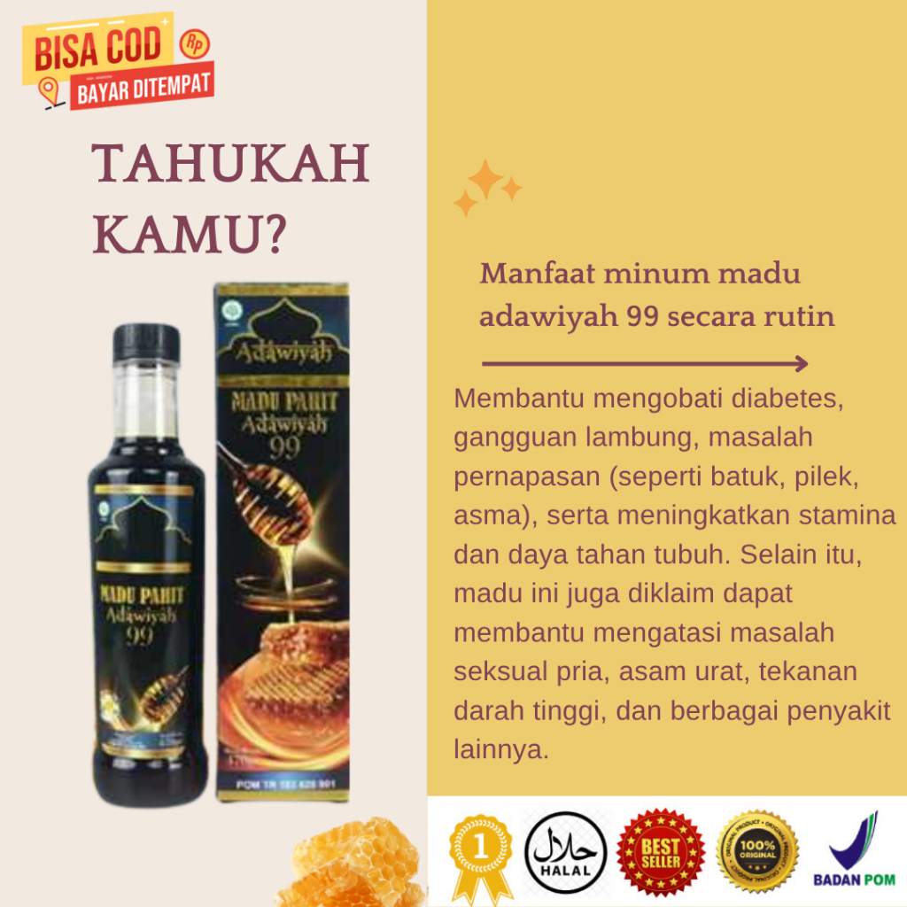

Madu Hitam Pahit Adawiyah 99 Asli Khasiat Tinggi