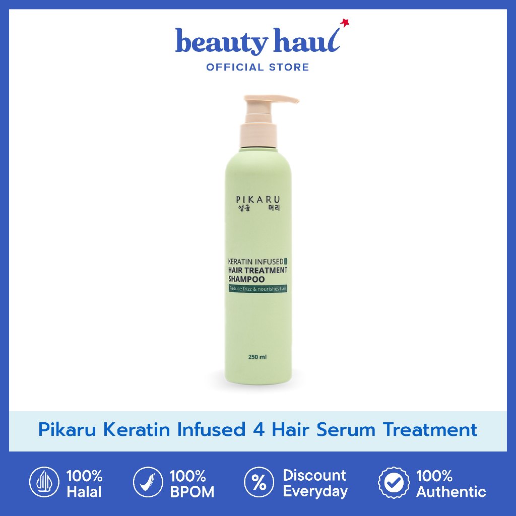 Pikaru Keratin Infused 1 Hair Treatment Shampoo - Pikaru Keratin Shampoo, Shampoo untuk Rambut Rusak