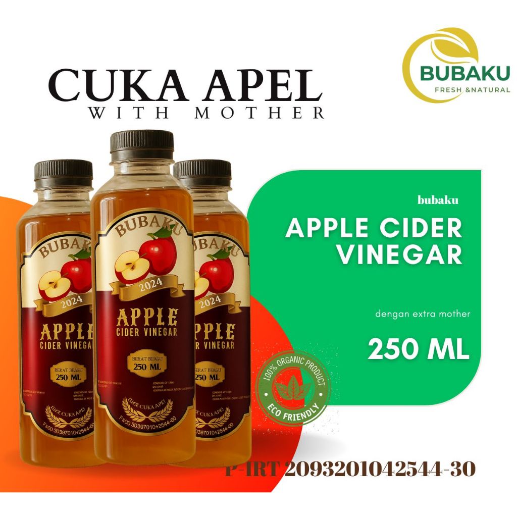 

Cuka Apel With Mother 250ml Original Apple Cider Vinegar Murni Tanpa Campuran 100% Asli -BUBAKU