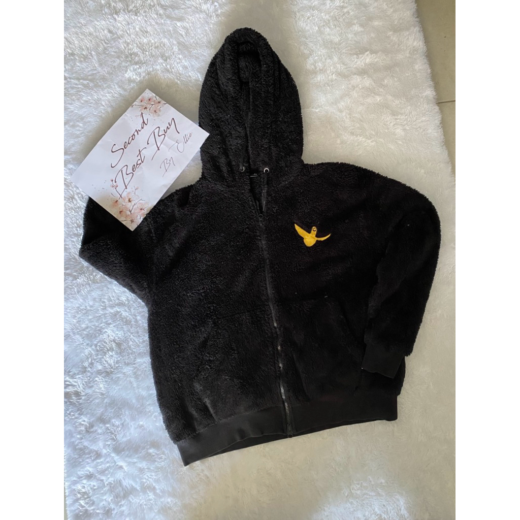 What It Isn't Angle Fluffy by Mark Gonzales Fleece Hooded Jacket BLACK