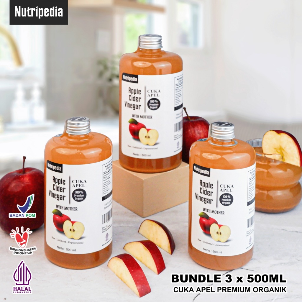 

Nutripedia - Cuka Apel Bundle 3 x 500ml Vinegar With Mother Untuk Kesehatan