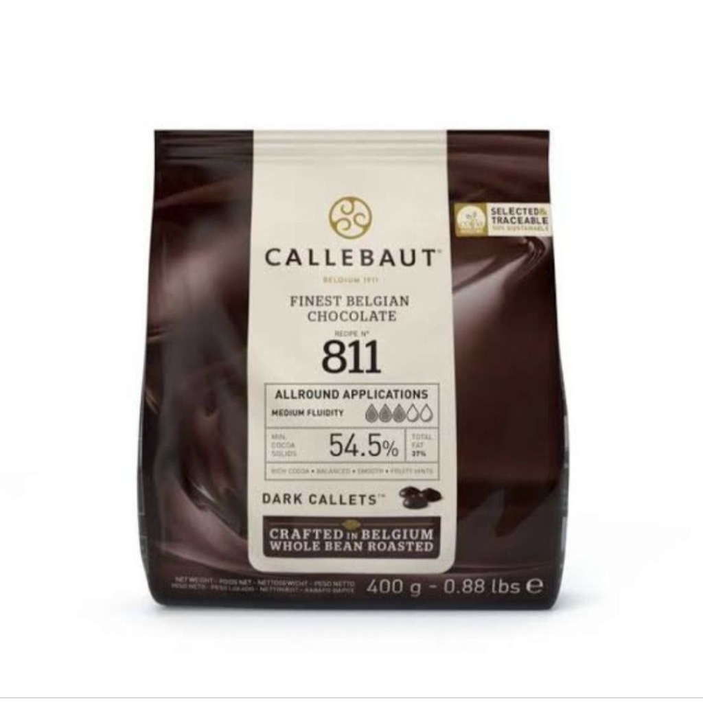 

Callebaut 811 Dark Chocolate Button Converture 54,5% Belgium Coklat Kemasan Original 400 Gr