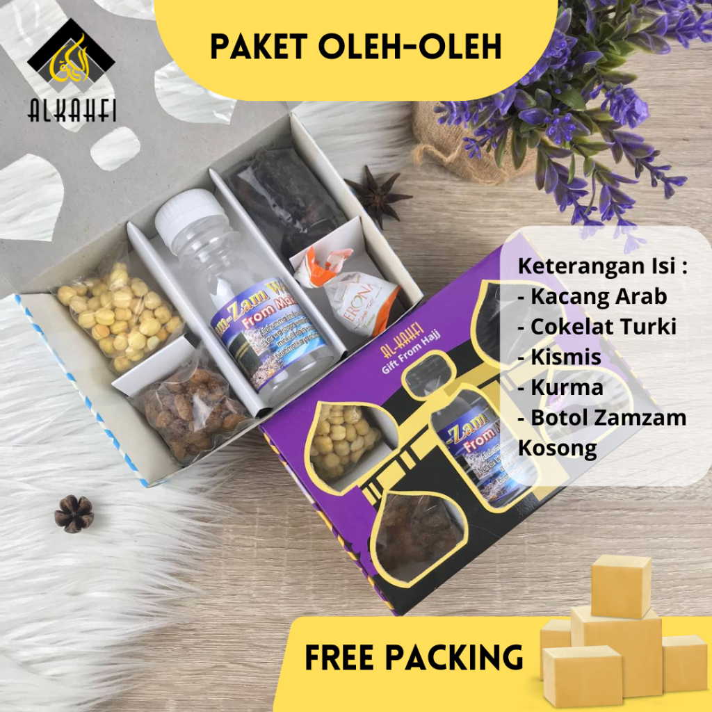 

Paket 3 Premium Gift Oleh Haji Umroh Lengkap Hampers Souvenir Dus Ekonomis Isi Botol Zamzam Coklat