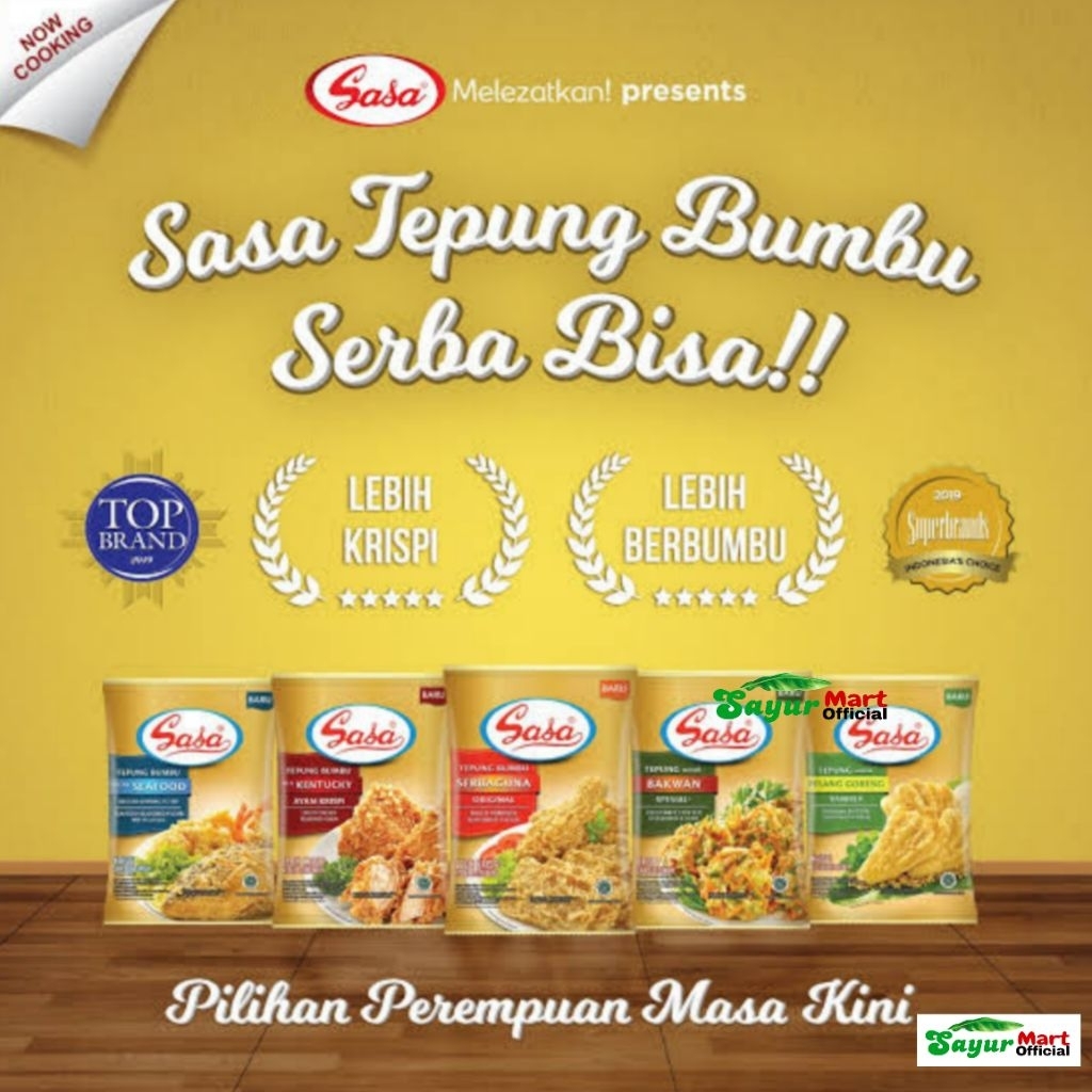 

Tepung Sasa Bumbu Serbaguna hot & spicy/ Kentucky/Pisang Goreng/Bakwan/Ayam Kalasan/Ayam Kuning/Ayam Spesial/Serbaguna Original