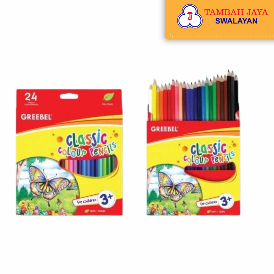 

GREEBEL Pensil Warna Classic Color Pencils 24 warna 7024 / Coloring / Pencil warna Grebel / Pensil warna Aman untuk Anak 3+