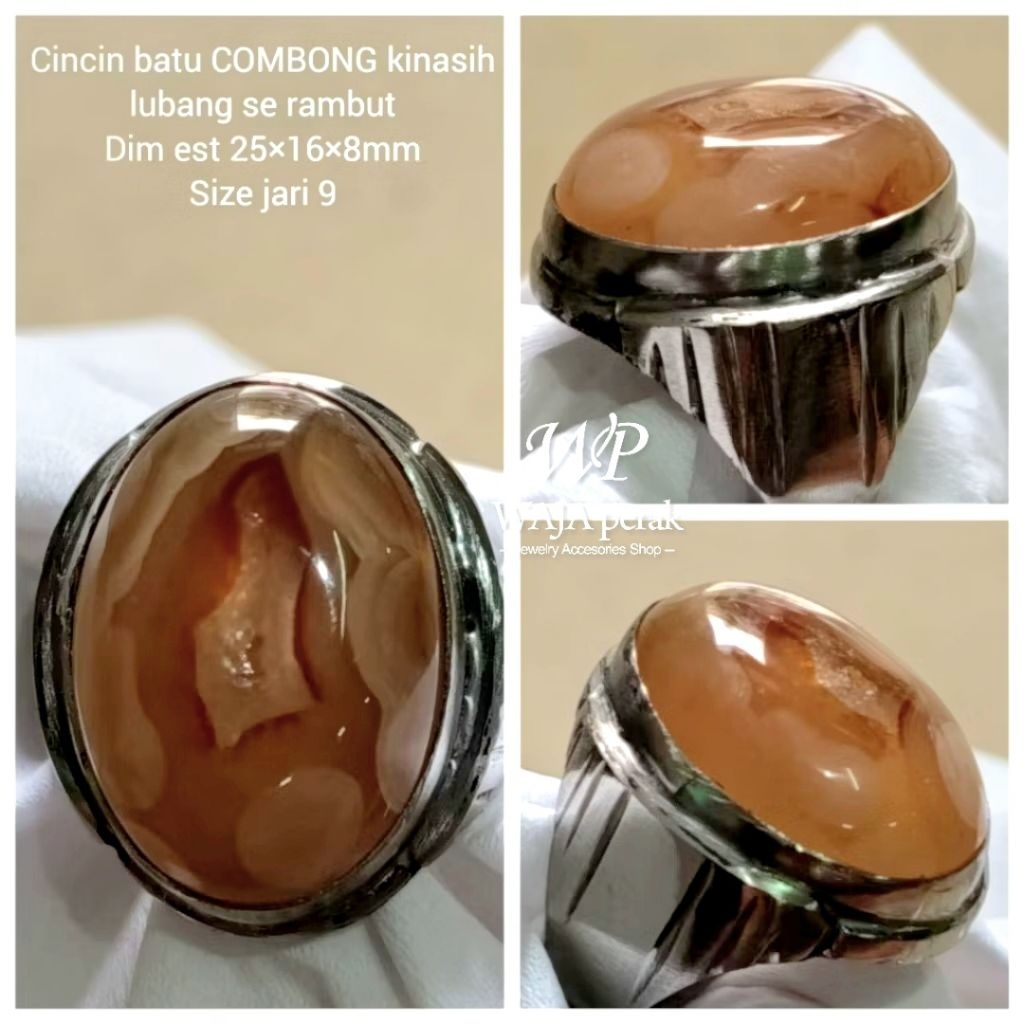 CINCIN BATU COMBONG KINASIH LUBANG SERAMBUT SIZE JARI 9