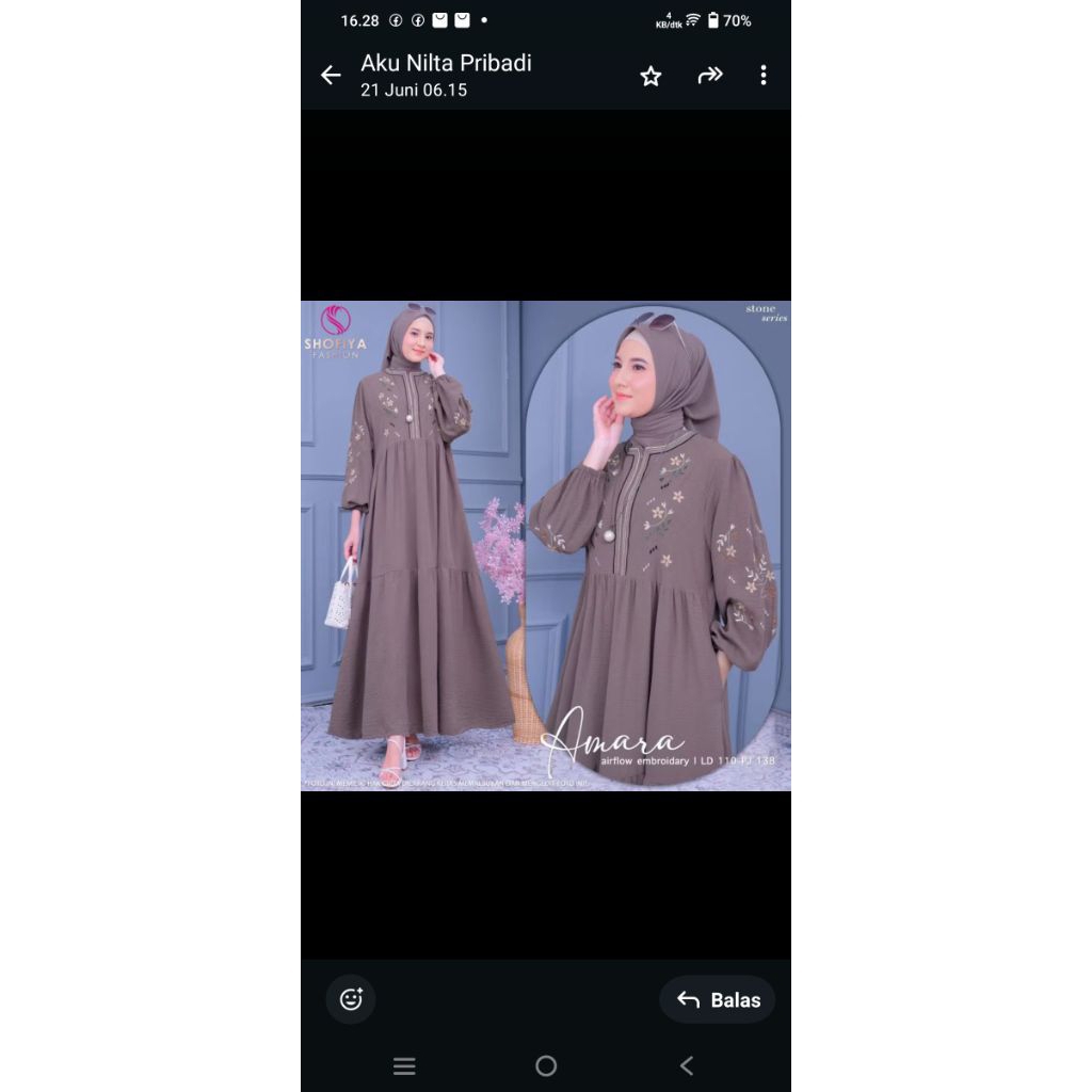 GAMIS AMARA BAHAN CRINKLE KOMBI BORDIR