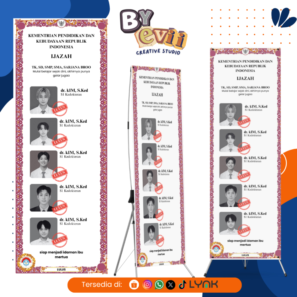 BANNER WISUDA VIRAL | DESAIN BANNER SIDANG KEKINIAN | X BANNER | BANNER SEMHAS