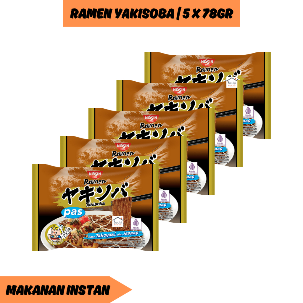 

5PCS Nissin Takoyaki Ramen Goreng Yakisoba Porsi Pas Ala Jepang