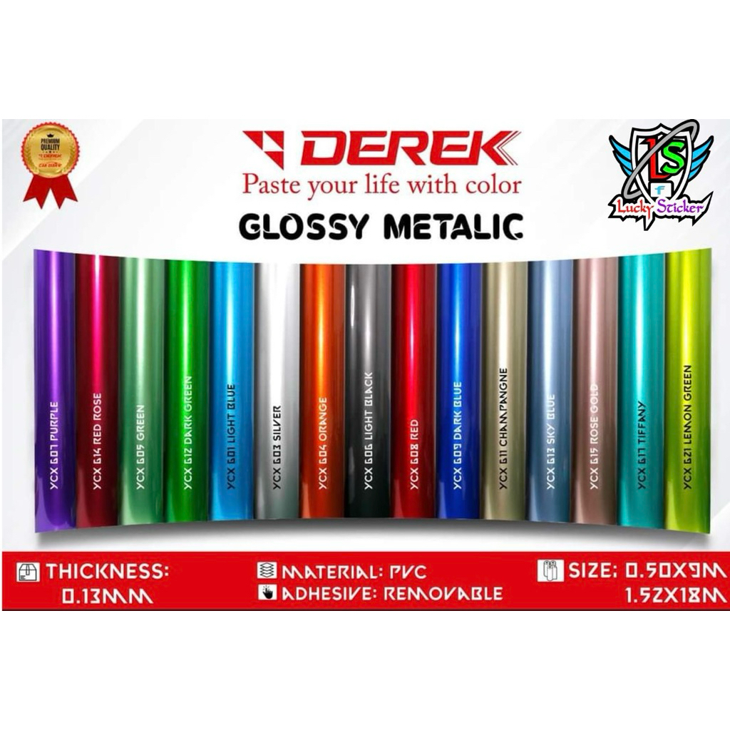 Sticker Premium Metalic Glossy ( DEREK ) 1 Roll - Premium Metallic Glossy Sticker ( DEREK )