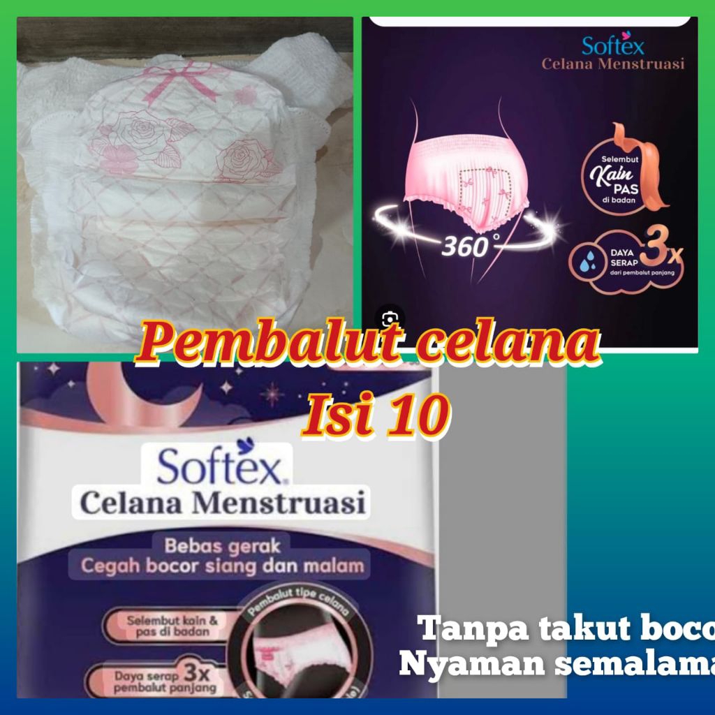 Pembalut celana menstruasi kemasan repack isi 10 - Softex celana mentruasi