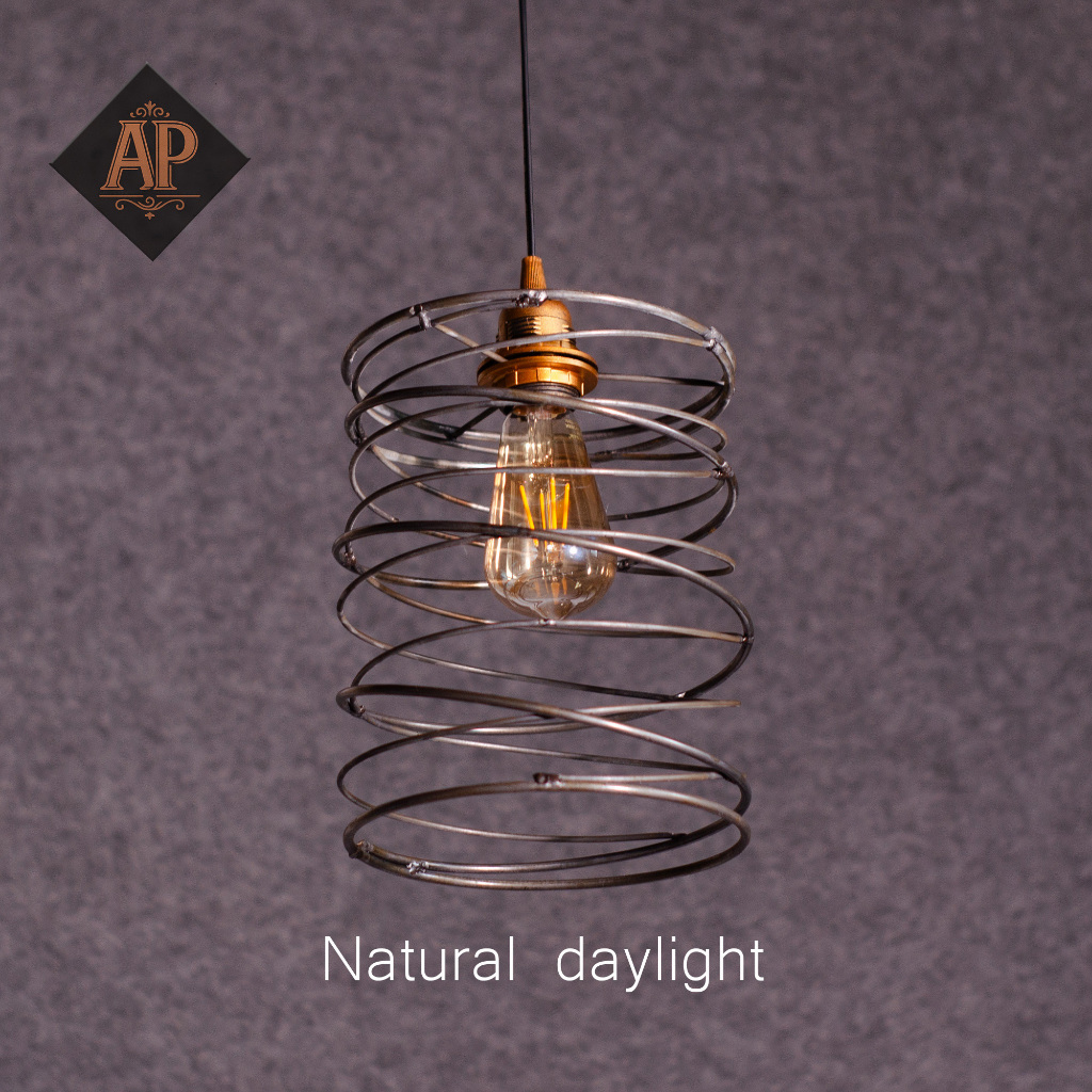 Lampu Gantung Spiral Industrial Vintage Handmade – Dekorasi Unik Cafe & Rumah AP635
