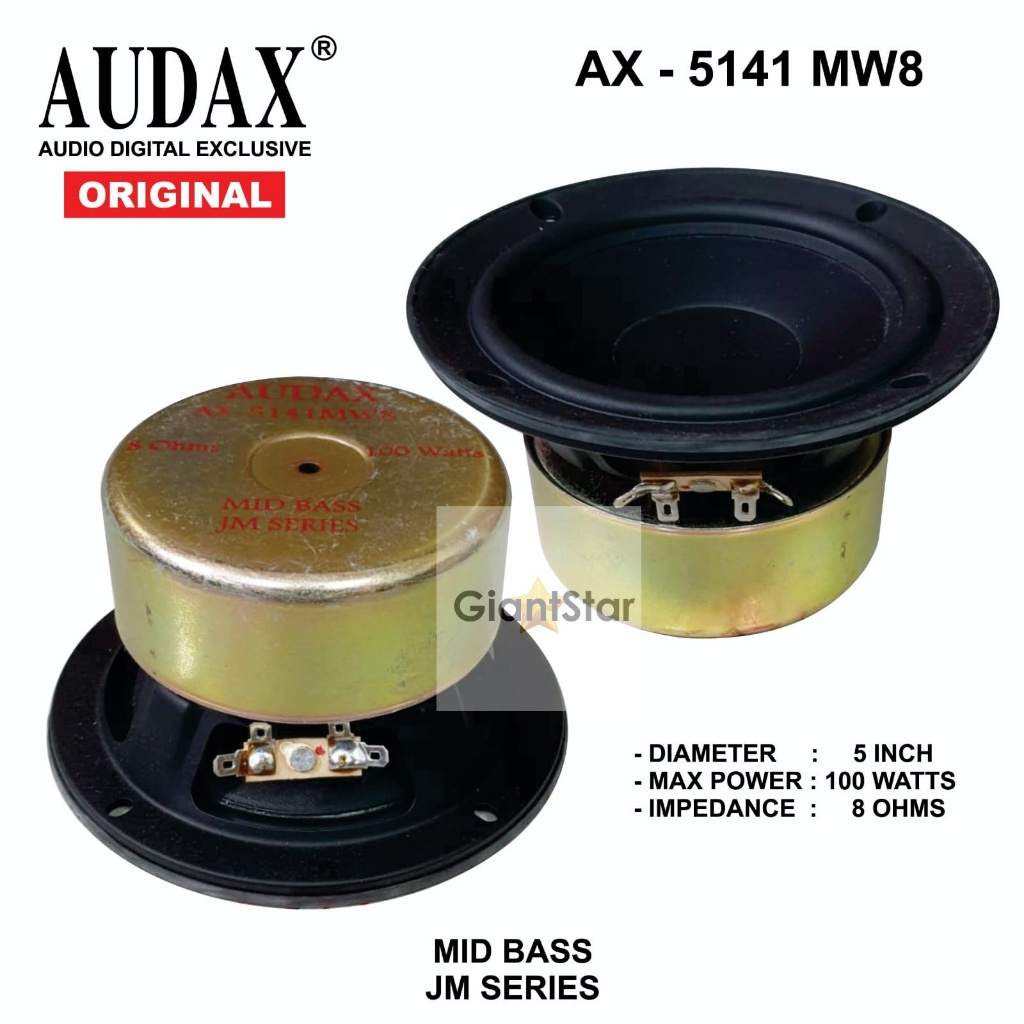 SPEAKER AUDAX AX5141 MW8 5inch AUDAX 5in 5" SERIES MID LOW AX 5141 MW8 100 WATT ORIGINAL AUDAX INDON