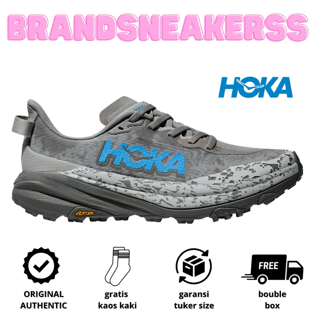 SEPATU HIKING TRAILRUN HOKA ORIGINAL HOKA SPEEDGOAT 6 GALATIC GREY