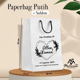 

PAPERBAG PUTIH POLOS 2 LUSIN - UKURAN 20 X 25 X 10 CM - READY STOCK
