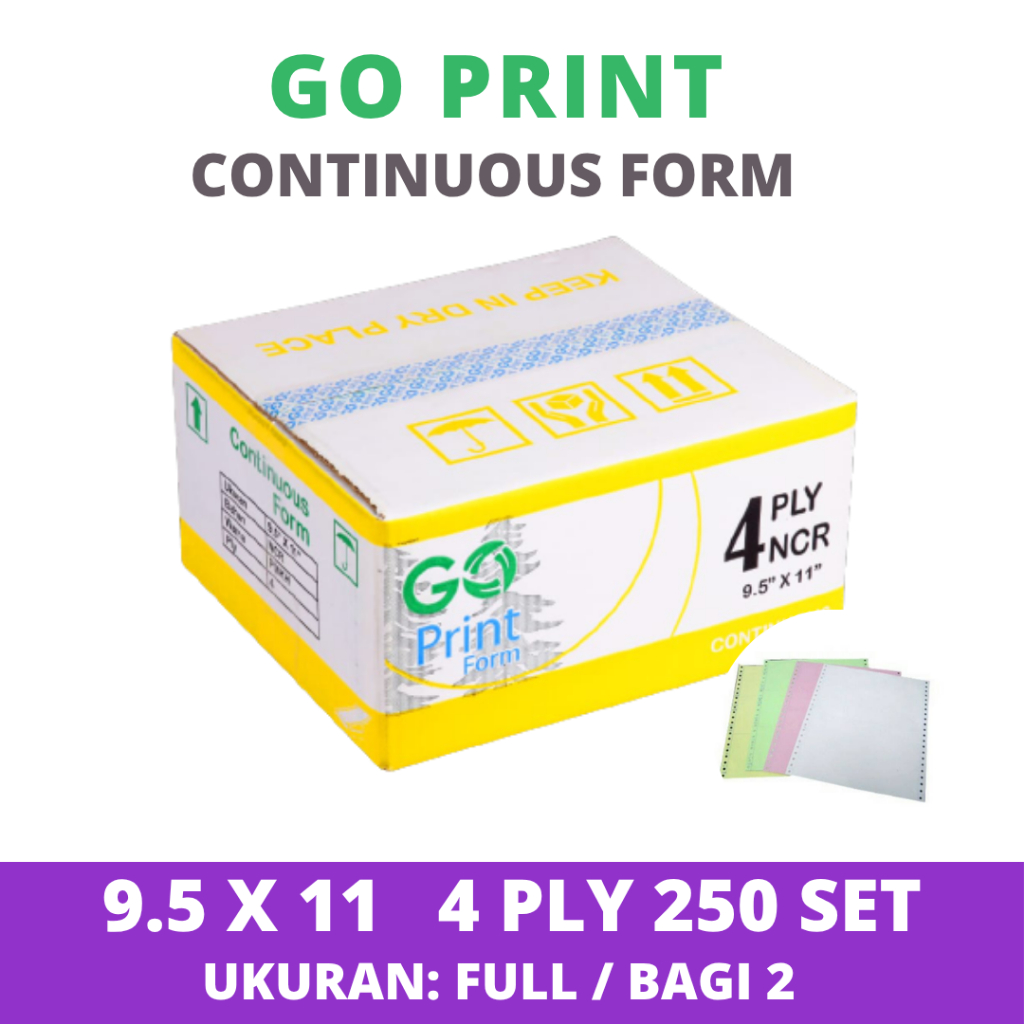 

Continuous Form Paper Go Print 9.5 x 11 4 ply - Full/Belah 2