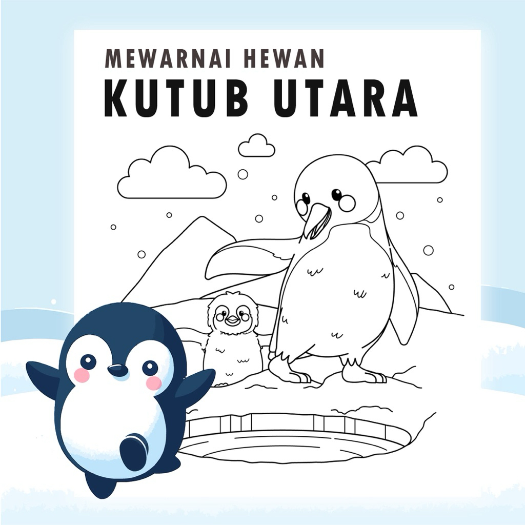 

25 Lembar A5 | Kertas Mewarnai tema Hewan Kutub Utara | 25 Kertas gambar berbeda