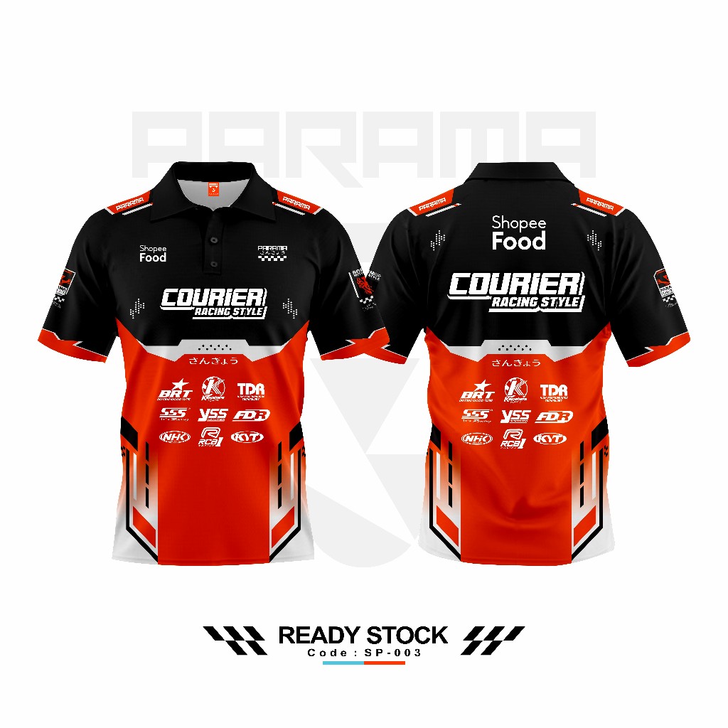 Special For Shopee Food Courier Racing Style || Premium Jersey Polo Full Printing || Baju Driver Kur