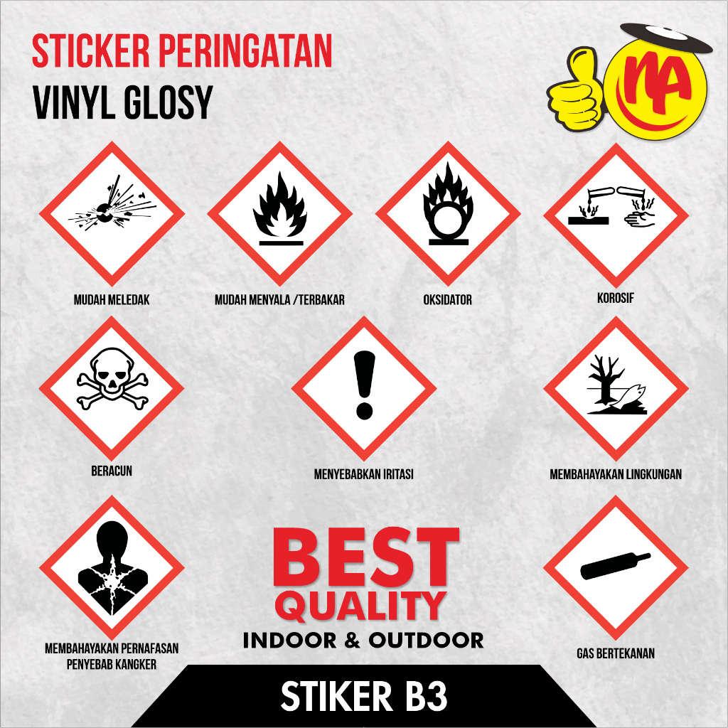 

ticker Label Simbol B3 Stiker Bahan Berbahaya dan Beracun, Mudah Terbakar, Bahaya Lingkungan