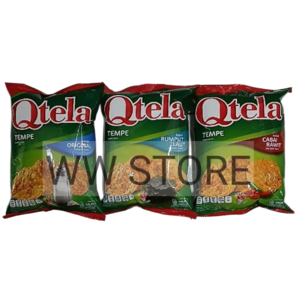 

Cemilan snek makanan ringan kripik keripik tempeh rasa asli cabe cabai rawit rumput laut Snack halal MUI Qtela ORIGINAL SEAWEED HOT CHILLI Flavor Flavour TEMPE CHIPS 55g
