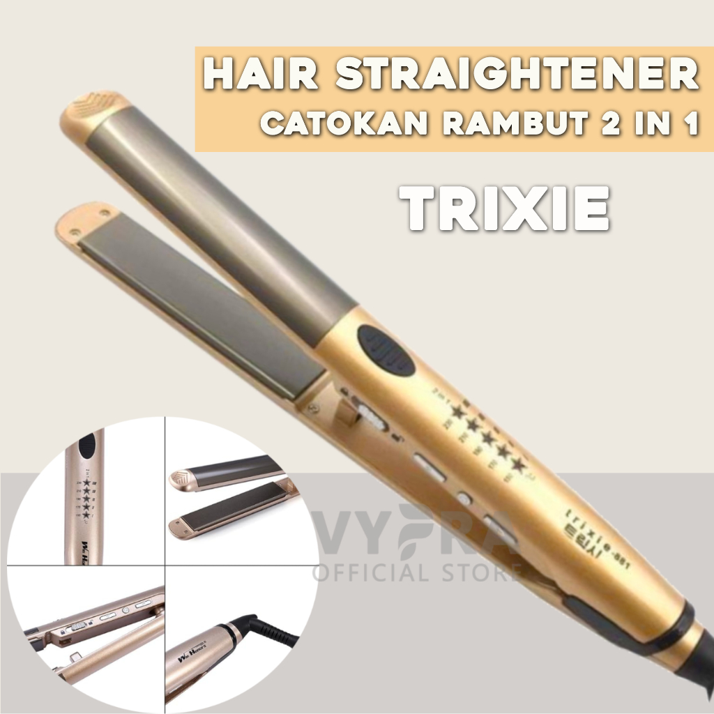 Catokan TRIXIE 881 ION Negatif Tourmaline Keramik Salon Professional Pelurus Rambut 2 IN 1 Original