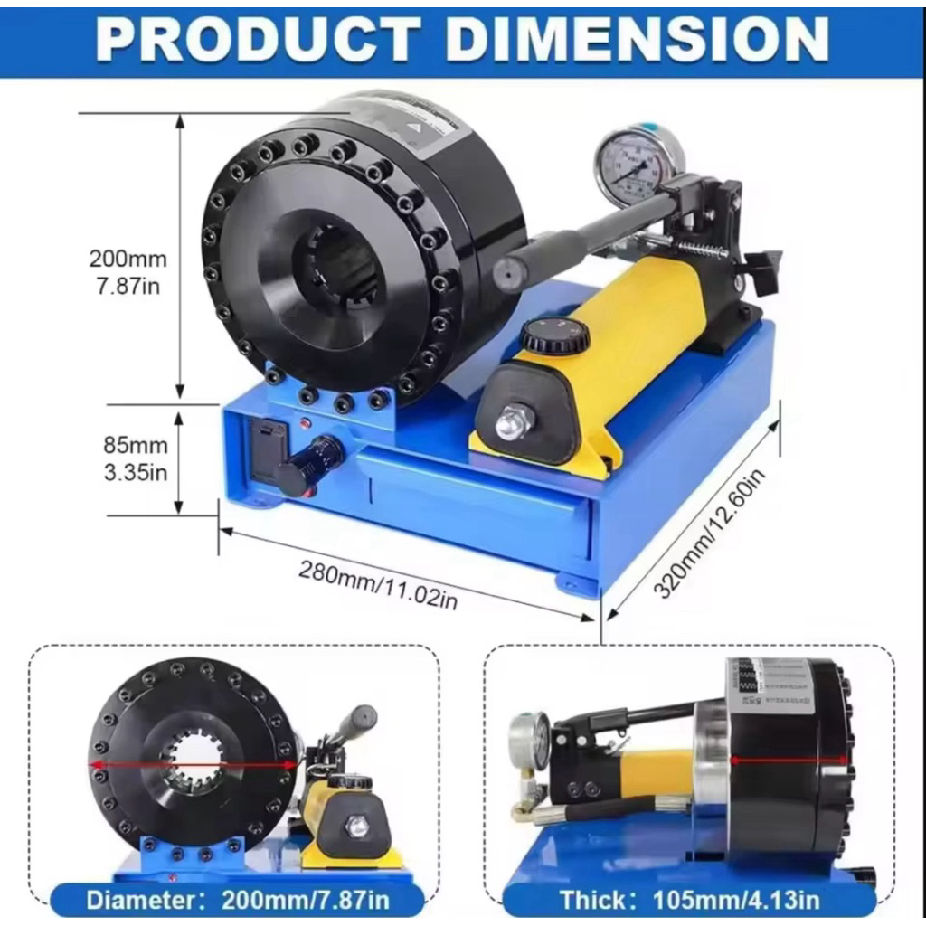 Hose Crimping Machine P16HP Alat Pres Selang Hidrolik Manual P16HP