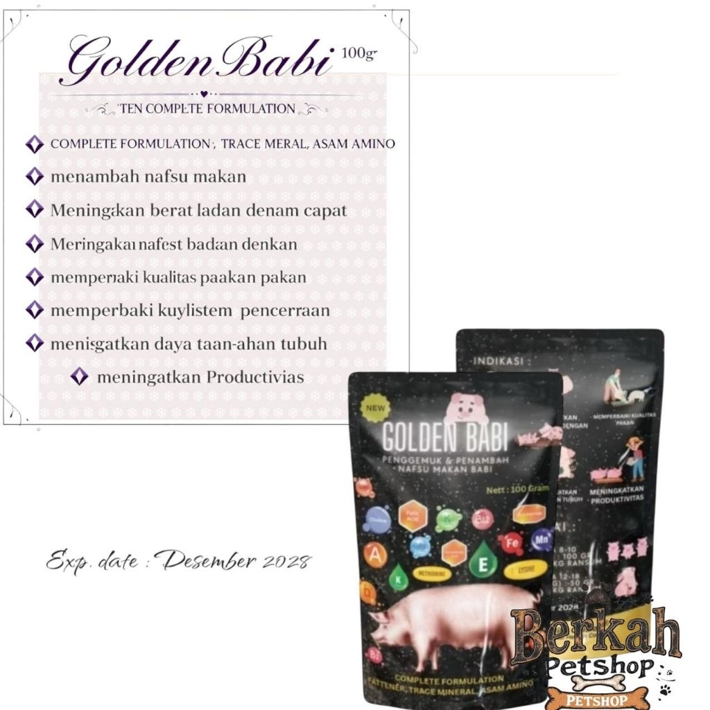 

GOLDEN BABI 100gr menambah nafsu makan.