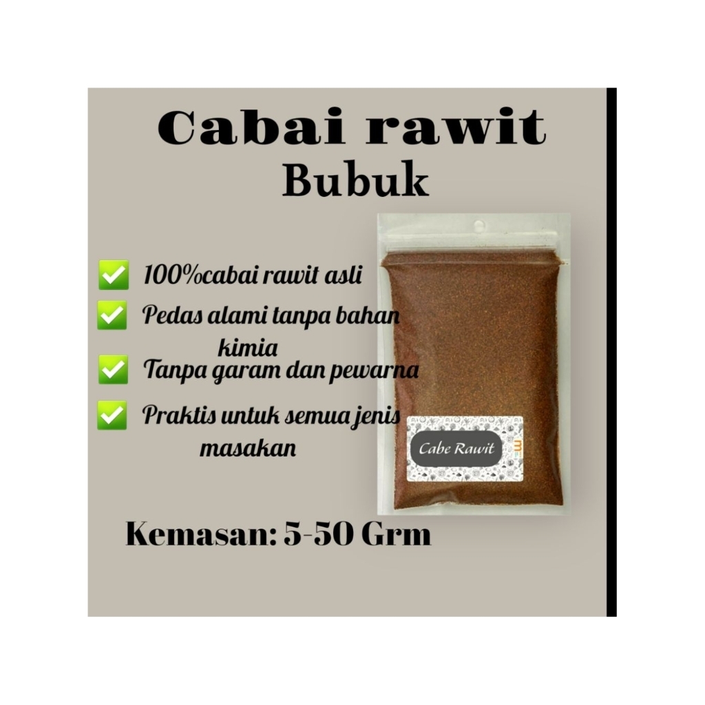 

Cabe Rawit Bubuk Murni Asli Tanpa Campur Bumbu Dapur Instan