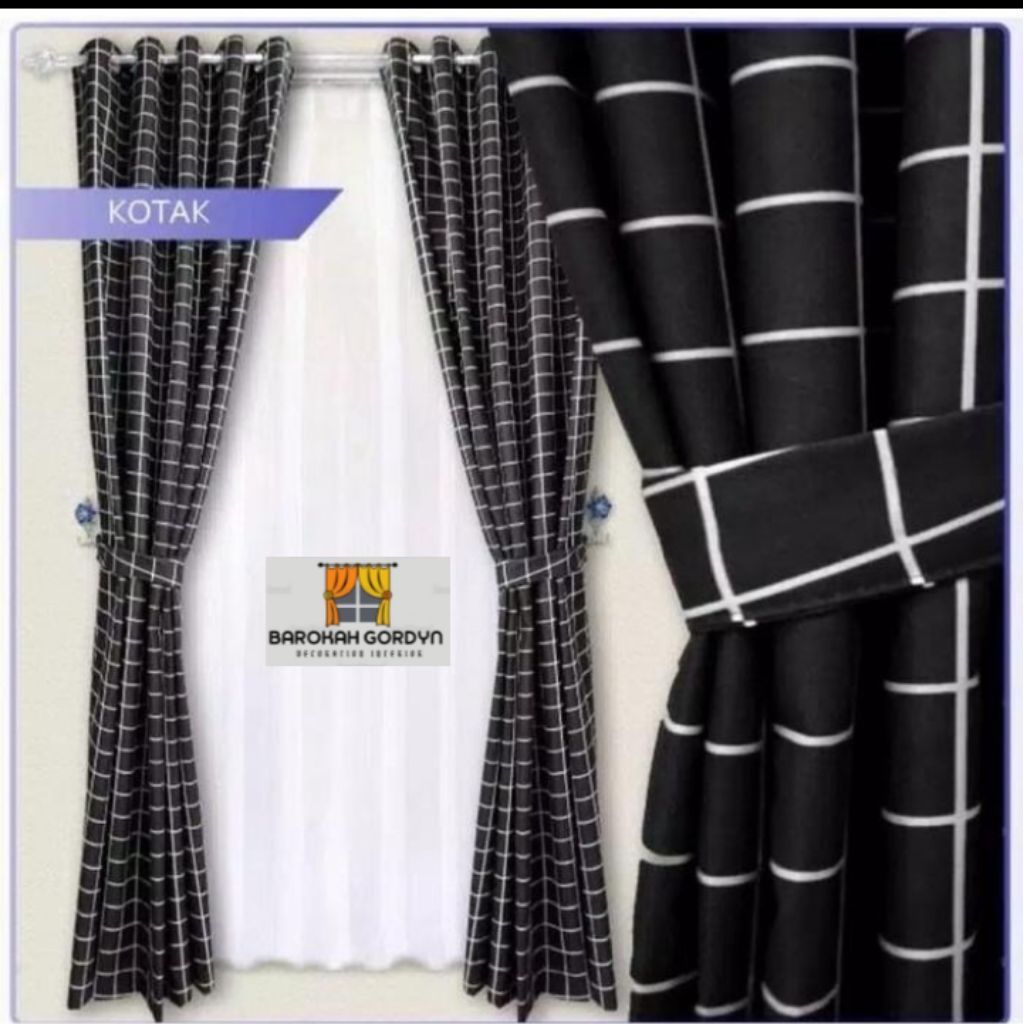 gorden motif kotak / gorden / gorden minimalis/ gorden murah/gorden viraal/ gorden pintu ruang tamu/
