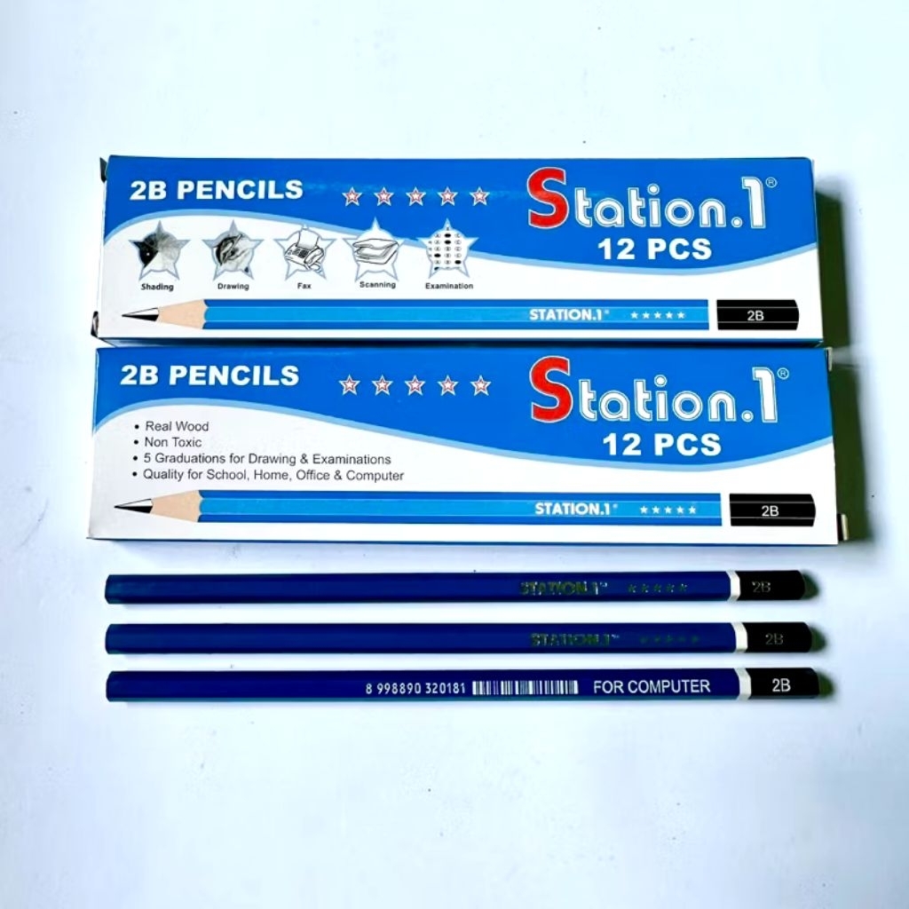 

(12pcs )Pensil 2B Station 1 biru