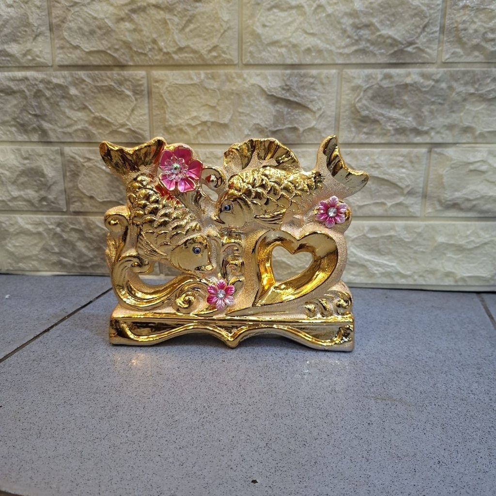PAJANGAN IKAN KERAMIK GOLD IMPORT MEWAH /IKAN KERAMIK / PAJANGAN KERAMIK LEMARI HIASAN / DEKORASI RU