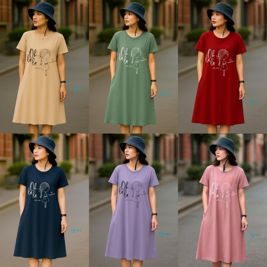 DRESS SILVIA//DASTER PENDEK KAOS NUNOS POLOS//DRESS KAOS COMBED KOMBINASI