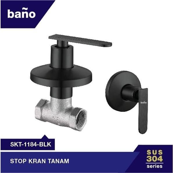 Stop Kran Tanam Bulat Hitam Merk Bano Stainless SUS 304 / Stop Kran Air Tembok / Stop Kran Shower Ka