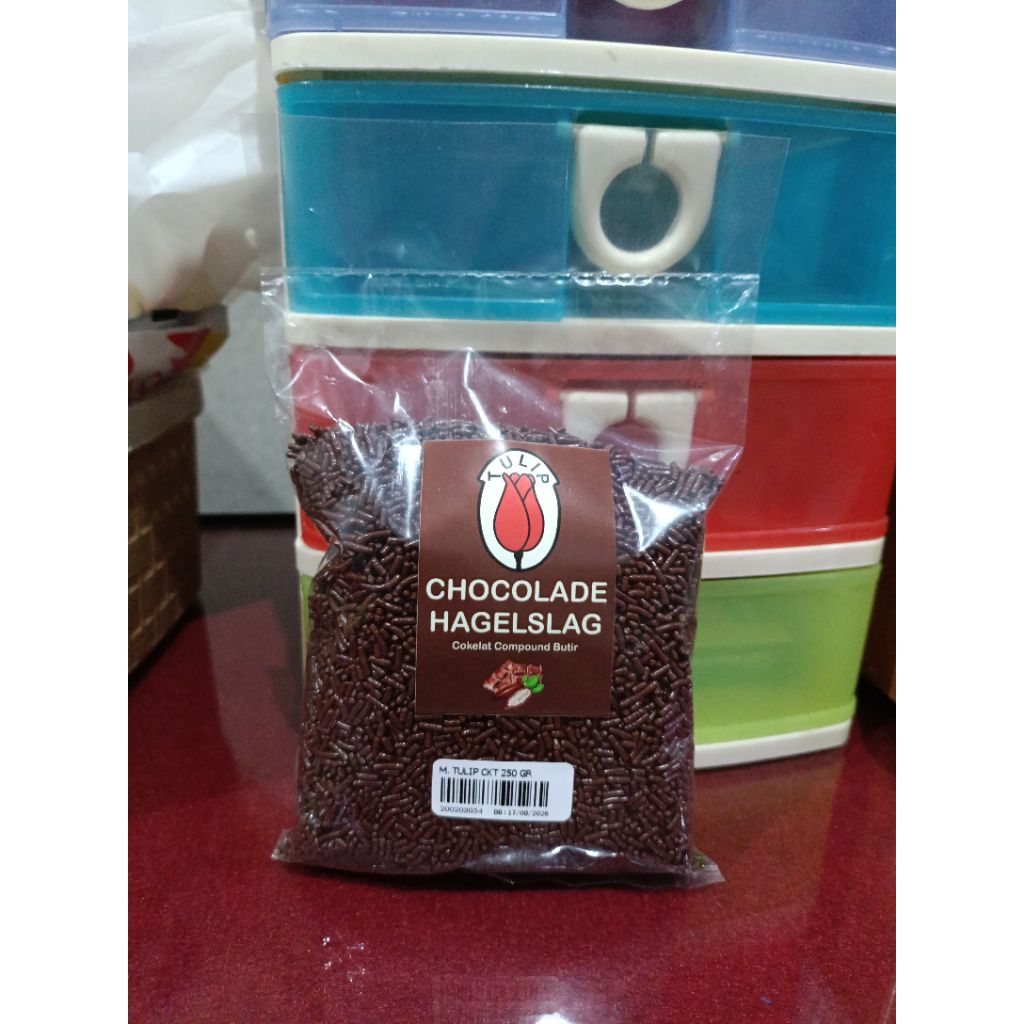

TULIP HAGELSLAG Meises Cokelat Compound Butir 250 Gram