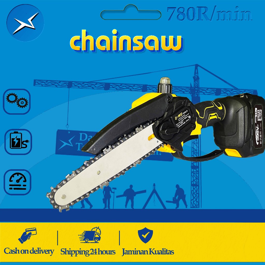 DWE 780 r/min 598V gergaji mesin mini gergaji baterai chainsaw mini gergaji mesin