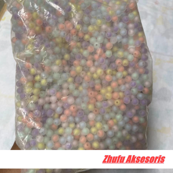 1pon manik manik huruf bening rainbow 10mm bahan kerajinan