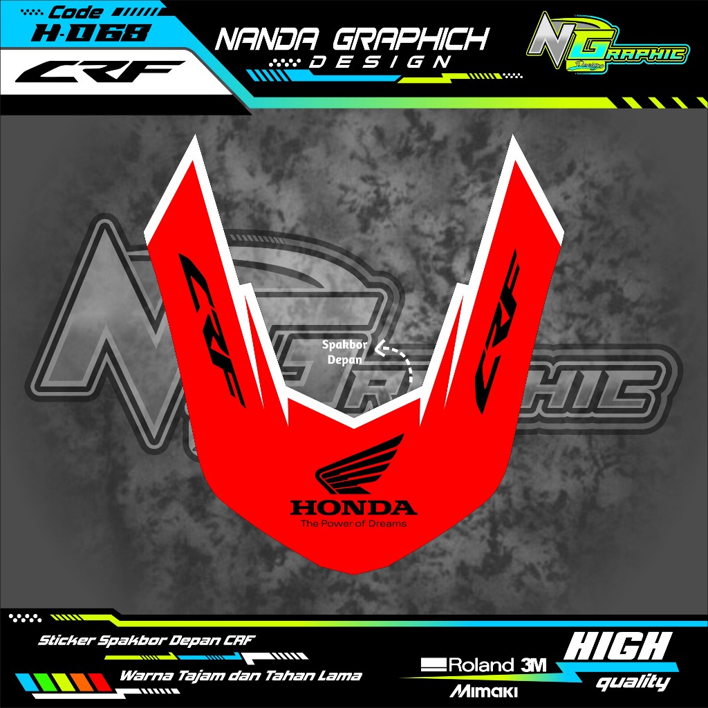 Stiker Spakbor Depan Honda CRF 150L Striping Sticker Selebor Motor CRF Variasi Warna