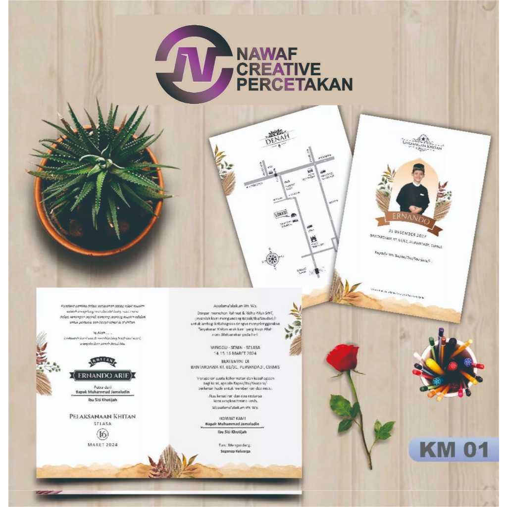 Undangan Khitan Undangan Khitanan Cetak Undangan Rustic Elegan Murah  nawaf
