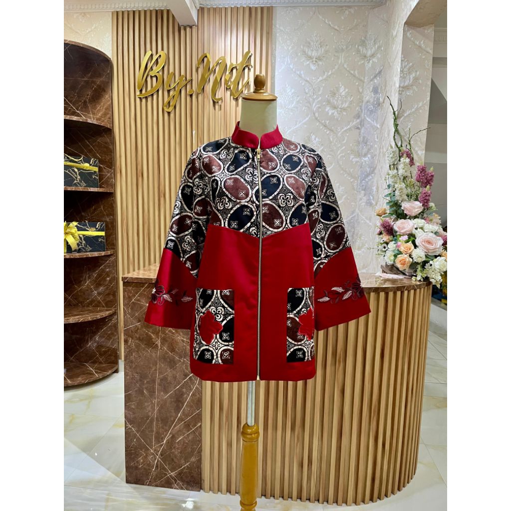 blouse kombinasi batik bordir top ori bynit project