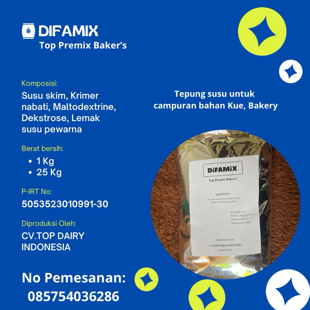 

Tepung premix,tepung susu,premix,dairy,campuran roti,susu.
