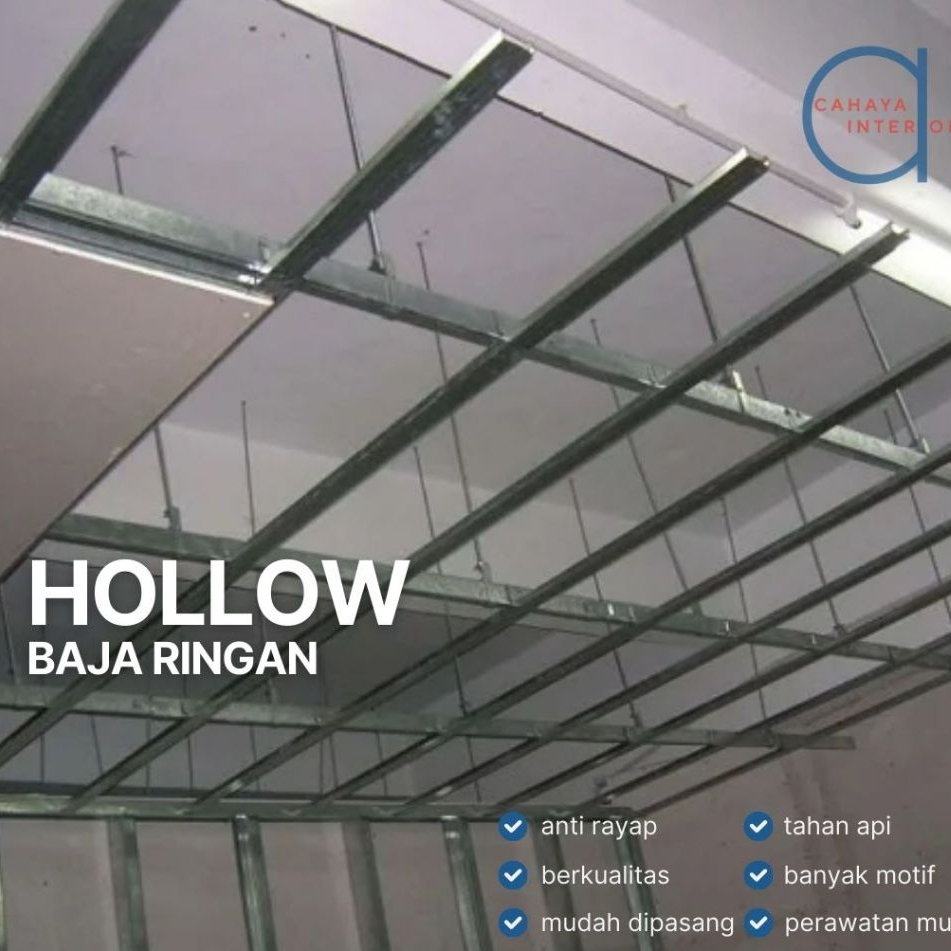 Hollow Baja Ringan 2x4 & 4x4 cm – Panjang 4 Meter | Rangka Plafon PVC / Gypsum