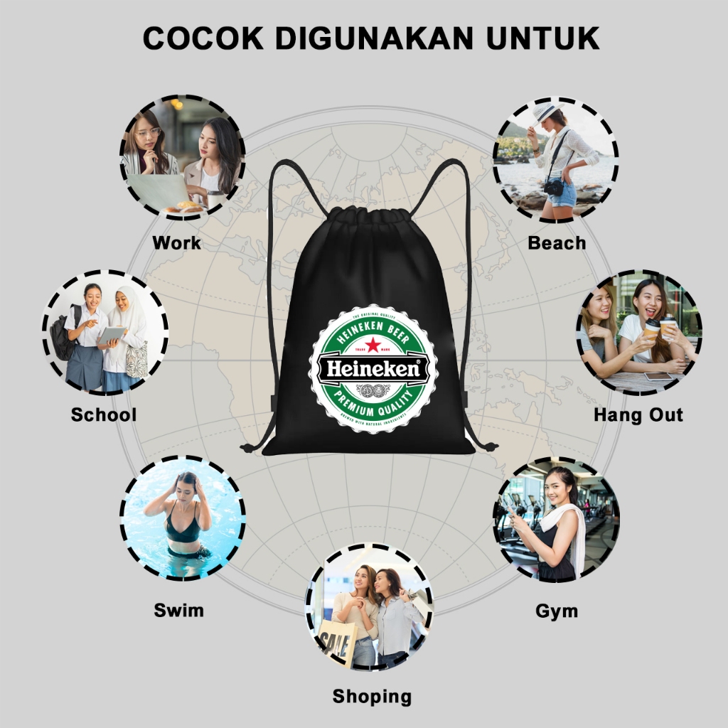 STRINGBAG SERUT-TAS SERUT ADIDAS BAHAN PARASUT ANTI AIR/DRAWSTRING HEINEKEN