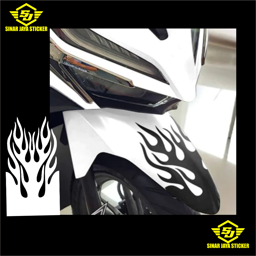 STICKER STIKER CUTTING SPAKBOR DEPAN BELAKANG MOTOR MOTIF TRIBAL API API